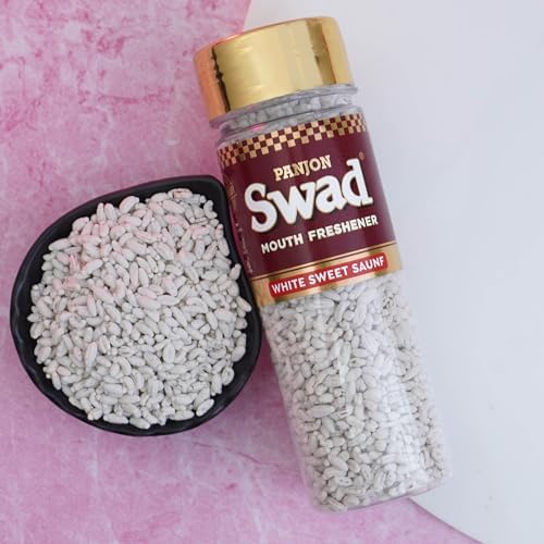 Panjon Swad Mukhwas Mouth Freshener 1 Bottle, 100g (White Sweet SAUNF)