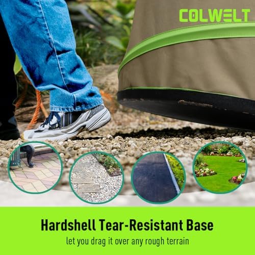 Colwelt Collapsible Garden Bag 47Gallon, Collapsible Leaf Bags with Hard Bottom, Heavy Duty Yard Waste Bag Leaf Bin, Leaf Pop up Trash Can (come with Leaf Scoop, Garden Gloves)