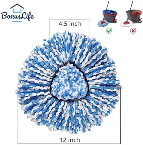BonusLife 3-Pack Mop Head for O-Ceda RinseClean Spin Mop Refill 2-Tank System Only Easy Cleaning Microfiber Replacement