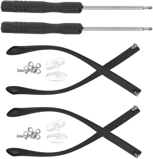 FRCOLOR Universal Glasses Repair Kit with Tr90 Replacement Arms Eyeglass Temple Tips Screws Screwdrivers and Nose Pads for Eyeglasses and Sunglasses 2 Pairs 5.43In