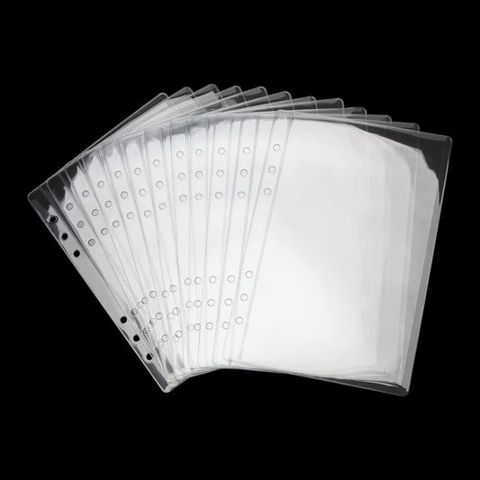 A5 Binder Pockets 12pcs Clear PVC Binder Pouches 6 Holes Zipperless Side Open Cash Budget Envelopes Waterproof Document Filing Bags for A5 Binder Protectors Photos, Cash Organize