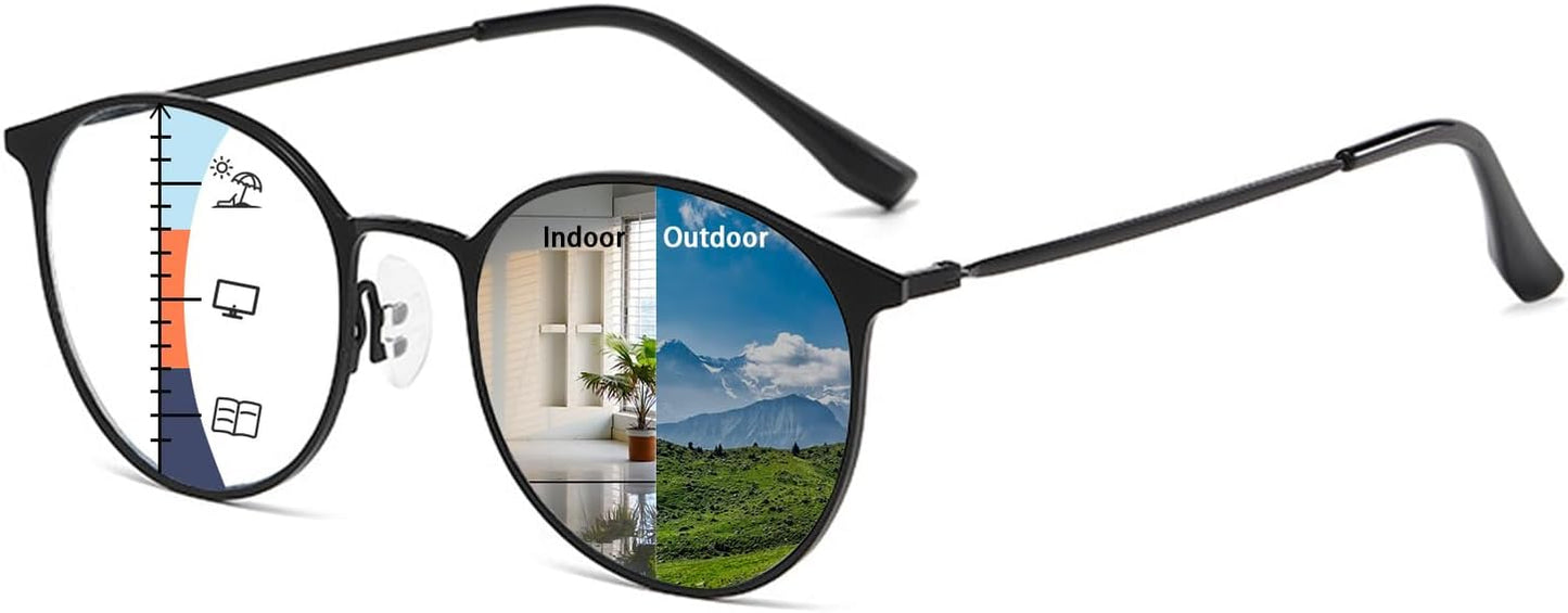 Photochromic Multifocal Progressive Reading Glasses Anti Blue Light Women's Multifocal Sunglasses Turn Blue Reader