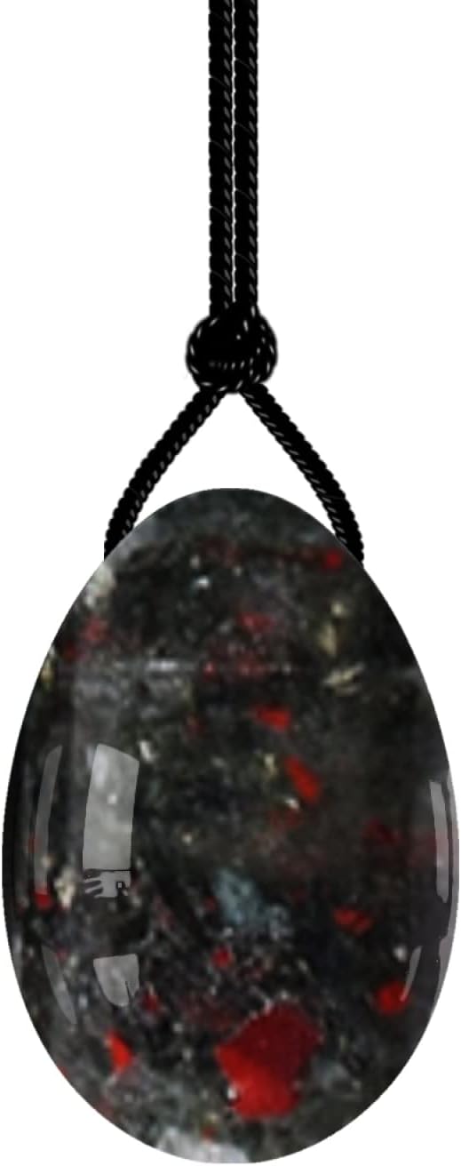 MYMEO Drilled Yoni Egg 30X20mm Natural Stone Jade Eggs Crystal Massage Ball Kegel Exercise Tools,Blood Stone Eggs