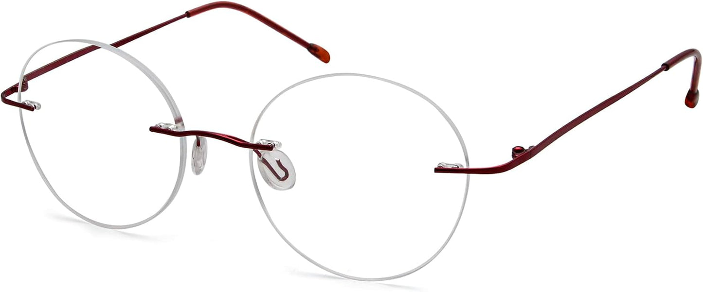Eyekepper Frameless Reading Glasses Women - Round Rimless Readers Men Red +1.50
