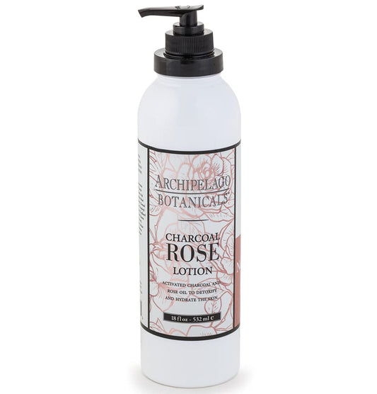 Archipelago Botanicals Charcoal Rose Lotion, Hydrating Charcoal & Rose Body Lotion for Soft & Smooth Skin, Paraben-Free, Phthalate-Free, 18â¯oz