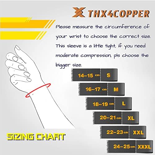 ThX4COPPER Compression Wrist Sleeve-Copper Infused Wrist Support for Men &Women-Improve Circulation and Recovery(1 Pair) inch