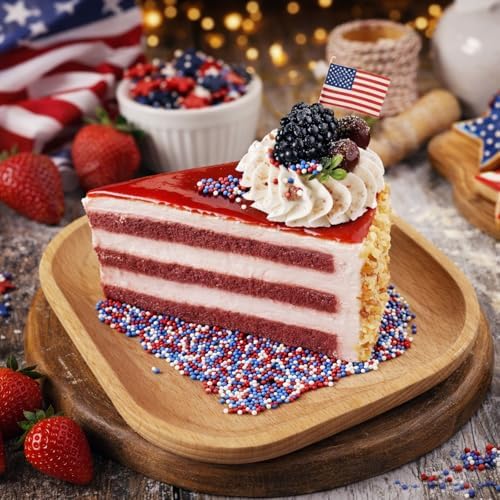Patriotic Nonpareils Sprinkles - 4.6oz Red White & Blue Pearl Sprinkles for Cake Decorating, Cupcake, Cookie, Donuts, Ice Cream Toppings | 4th of July Sprinkles for Baking, 2mm