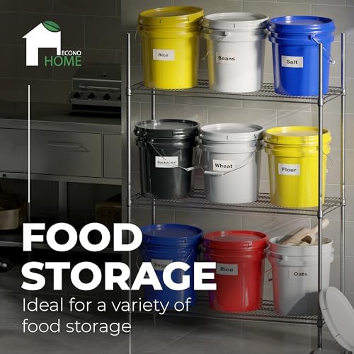 5-Gallon White Bucket Pail Container with Lid | Food Grade | Heavy-Duty Approx 90 MIL Extra Durable | Metal Handles with Plastic Grip | Multi-Use | Easy Stack and Store | BPA Free - 1 Pack