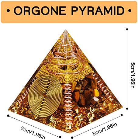 DRTMLY Orgone Pyramid, Small Healing Crystals Pyramid with Tiger's Eye Stones, Orgonite Energy Generator for Resist Stress, Bring Good Luck and Wealth