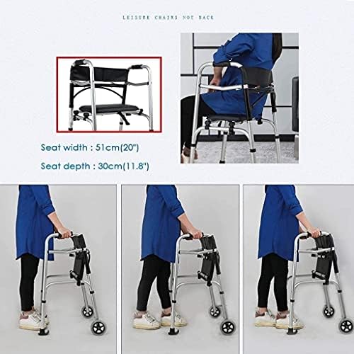 Walking Frame,Folding Walker Adjustable Front Wheeled Support with 2 Wheels Handbrake Seat for Elderly Disabled Yearn for