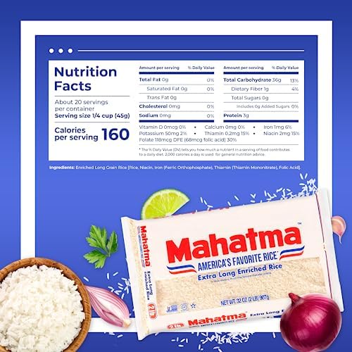 Mahatma Extra-Long-Grain Rice 2-Pound Rice Bag, Gluten-Free and Non-GMO White Rice Bulk Bag