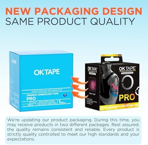 OK TAPE PRO Kinesiology Tape, 2inch x Long Roll 16ft Free Cut Tape, Elastic Athletic Tape Therapeutic Latex Free, Blue+Blue