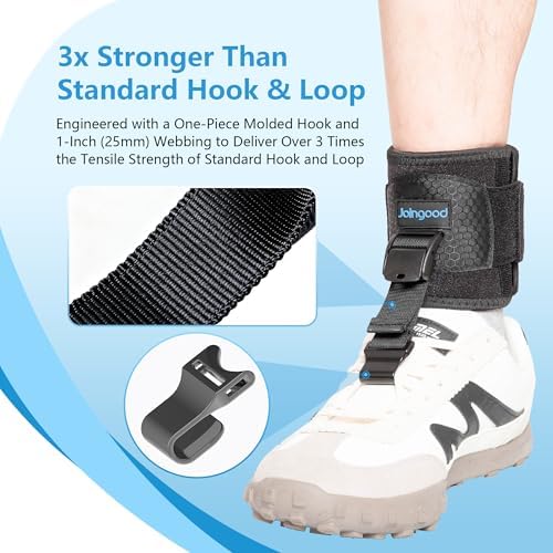 AFO Foot Drop Brace for Walking, Upgraded Zinc Alloy Hook, Includes Eyelet Hook for Elastic Laces, Adjustable Drop Foot Support Brace Fits Left or Right Foot for Men & Women, S/M