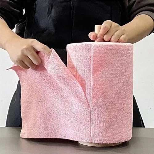 Reusable Cleaning Wipe Household Kitchen Cloth Microfiber Towel Rolls Dish Rags Wash Paper Towel Replacement 1 Roll of 20 Sheets(Cyan)