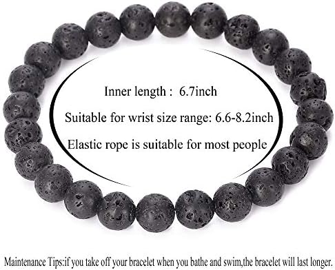 Men Women 8mm Natural Stone Lava Rock Diffuser Bracelet Elastic Yoga Agate Beads Bracelet Bangle