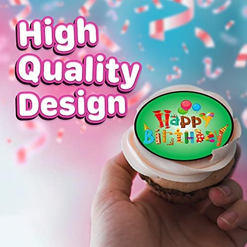 30 x Edible Cupcake Toppers Themed of Happy Birthday Collection of Edible Cake Decorations | Uncut Edible on Icing Sheet