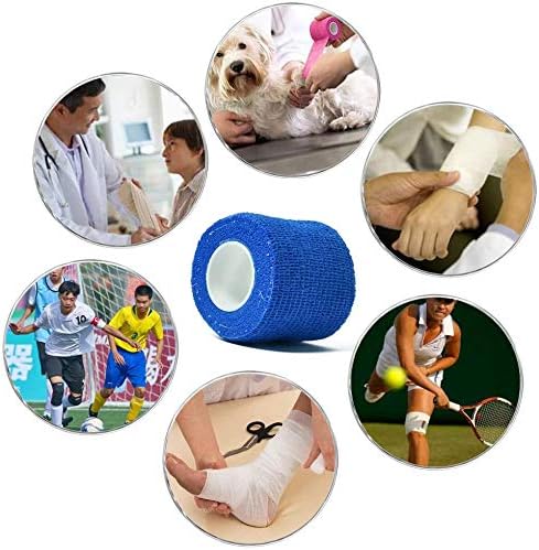 Kuvvfe Elastic Bandages (12-Pack) 2” x 5 Yards | Self Adhesive Bandage Wrap, Kuvvfe Athletic Elastic Cohesive Bandage for Sports Injury,Strain,Knee & Wrist,Ankle Sprains