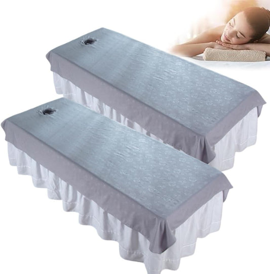 Ouliget Massage Table Sheets with Hole,Wipeable Soft Spa Bed Cover,Rose Printing Massage Tables Rest Cover for Spa Beauty Salon Hotels,39 x 78 Inches (Grey 2)