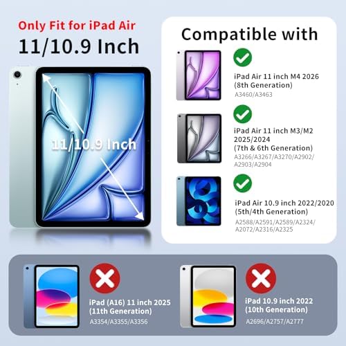 MoKo for iPad Air 11 inch Case (M4/M3/M2) 2026/2025/2024, iPad Air 5th/4th Gen 10.9 inch Case 2022/2020 with Pencil Holder, Slim Light Trifold Cover with Hard PC Translucent Back Shell, Orange