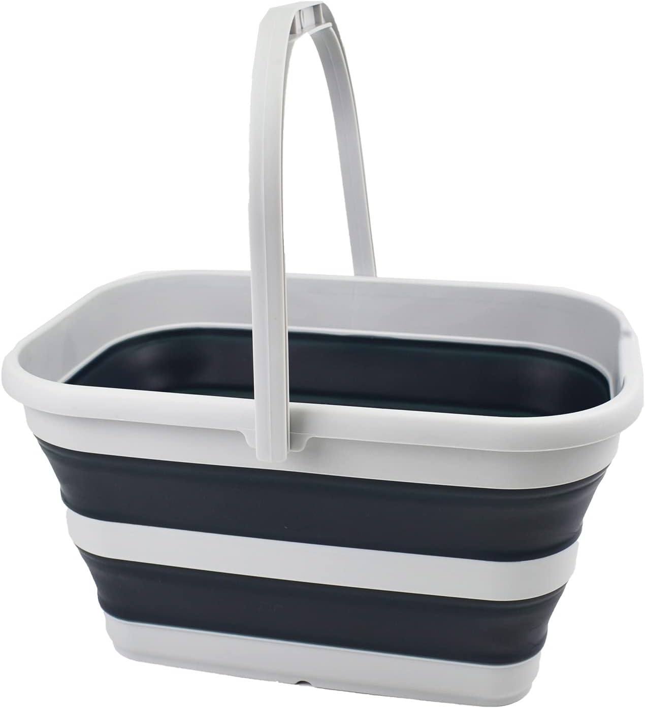 SAMMART 12L (3.1 Gallon) Collapsible Rectangular Handy Bucket/Multiuse Foldable Water Pail for Camping, Fishing (Grey/Slate Grey)