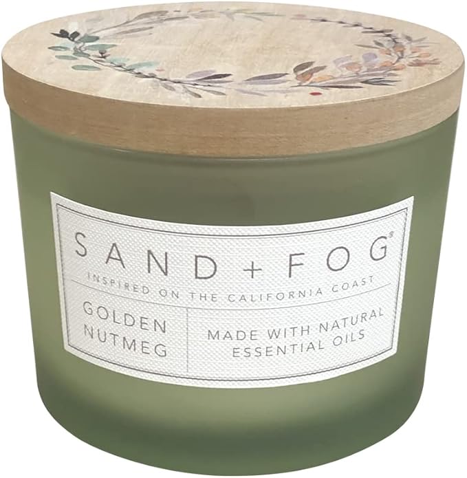 Sand + Fog Scented Candle - Golden Nutmeg â Additional Scents and Sizes â 100% Cotton Lead-Free Wick - Luxury Air Freshening Jar Candles - Perfect Home Decor â 12oz