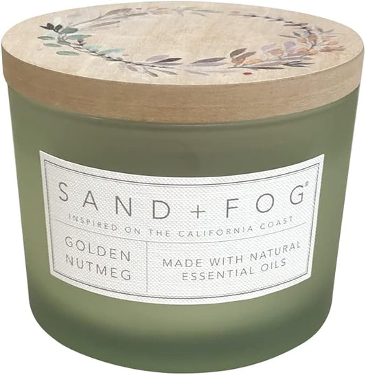 Sand + Fog Scented Candle - Golden Nutmeg â Additional Scents and Sizes â 100% Cotton Lead-Free Wick - Luxury Air Freshening Jar Candles - Perfect Home Decor â 12oz
