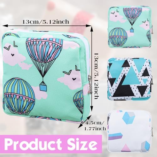 Ymapinc 3Pcs Sanitary Napkin Storage Bag Period Bags for Teen Girls for School Portable Tampon Storage Pouch for Women Ladies with Zipper Feminine Necessities
