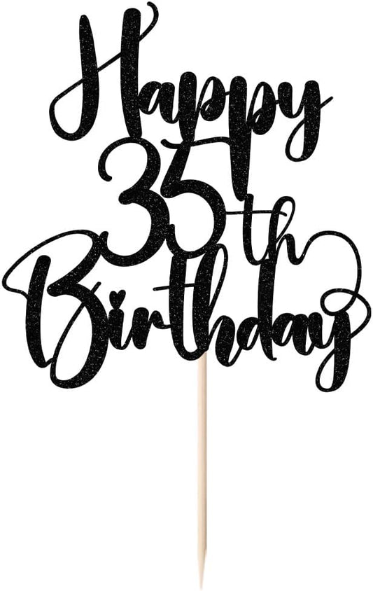 Happy Birthday 35th Cake Topper，Men/Women 35th Birthday,35th Anniversary Party Cake Topper Decorations/Dinner Party Decorations (35)