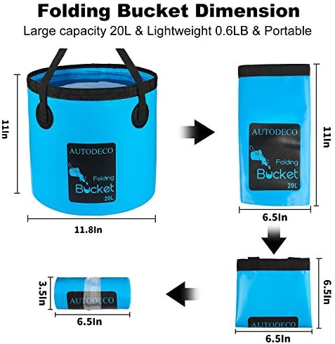 2 Pack Collapsible Bucket 5 Gallon Container Folding Water Bucket Portable Wash Basin for Outdoor Travelling Camping Fishing Gardening Car Washing 20L