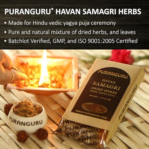 Havan Samagri for Puja | 50g/1.76 oz | Vedic Yagya Puja Hawan Samagri | Fragrant Natural Dried Herbs for Burning | Home Havan Kund Homam Samagri | Energy Cleansing, and Spiritual Protection