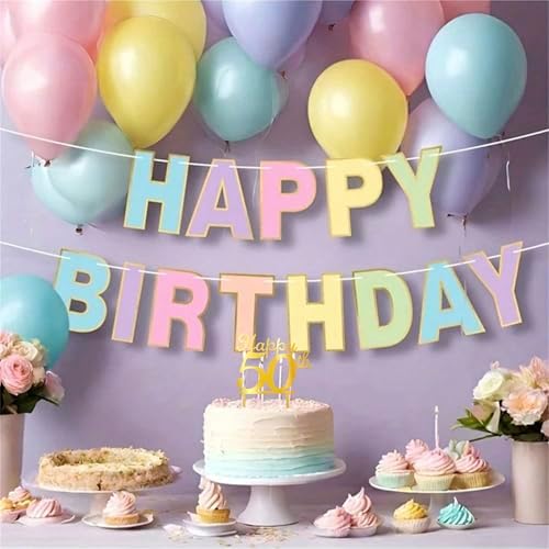 Rsstarxi 3 Pack Happy 50th Birthday Cake Topper Gold Mirrored Acrylic Cake Pick for Cheers to 50 Fabulous Birthday Anniversary Celebrations Party Cake Decorations Supplies