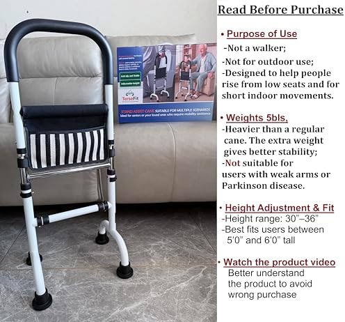 Stand Assist Aid for Elderly; Mobility Aids for Seniors; Couch Toilet Assist Rail; Knee Surgery Recovery Aids; Height Adjustable ; Weight 5lbs, Bear 350lbs.(Not a Walker; Not for Weak Arms)