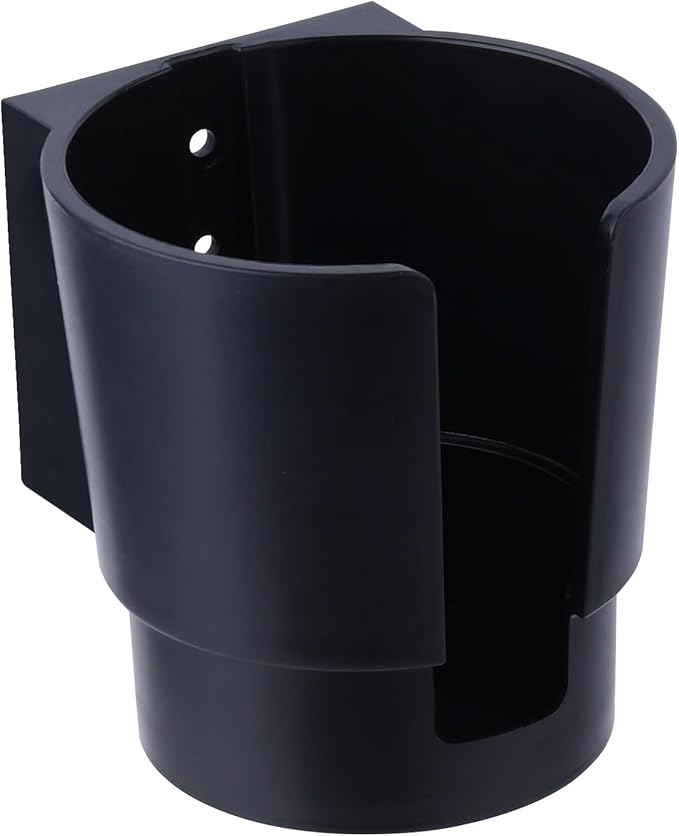 Universal Large Cup Holder Wall Mount, Heavy Duty Plastic Drink Holder for Boat Car Truck RV Bus Tractor Wall Wood, Vertical or Horizontal Mount, Fit Most Cups, Bottles, Cans, Tumblers Black Pack of 1