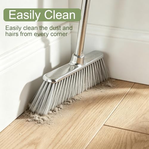Indoor Soft Bristles Angle Sweeping Broom with Long Handle for Kitchen Hardwood Floor Cleaning