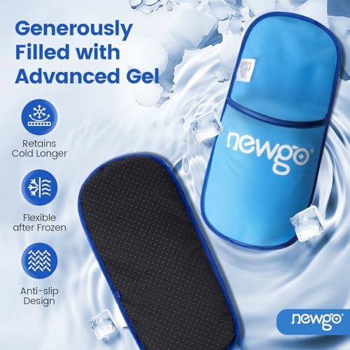 NEWGO Foot Ice Pack Slippers for Plantar Fasciitis and Neuropathy, HSA or FSA Eligible 2 Pack Gel Ice Slippers Hot Cold Pack for Bunion Surgery Pain Relief, Burning Feet