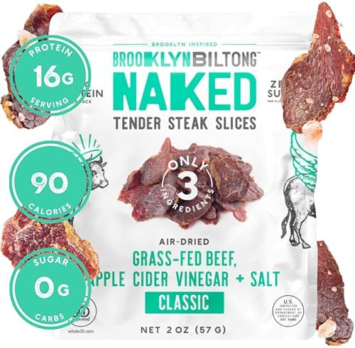 Brooklyn Biltong Five Flavor Variety Pack (2 oz, Pack of 5), Tender Slices Steak Snack, 32g Grass Fed Protein Per Pack, Beef Jerky Alternative – Sugar Free, Gluten Free, Paleo, Keto