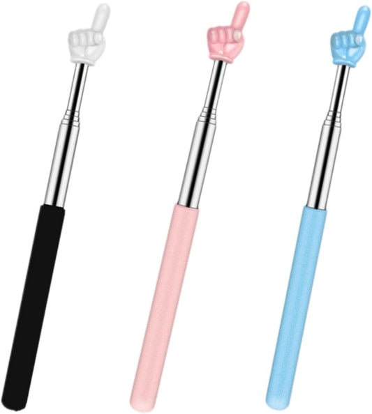 3PCS Retractable Teachers Classroom Hand Pointer, Extendable Pointer Finger Stick,Mini Finger Reading pointer Stick Student Teacher Teaching Reading Finger Shape