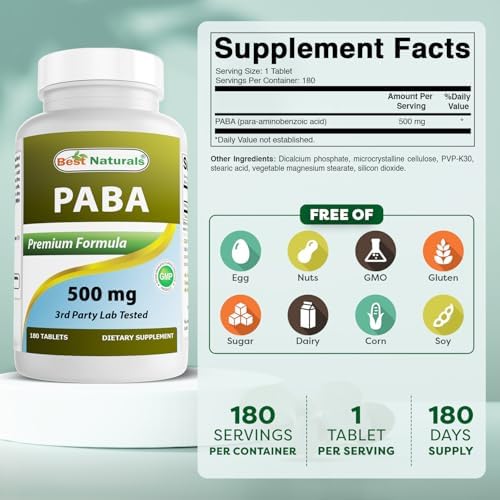 Best Naturals PABA 500 mg 180 Tablets
