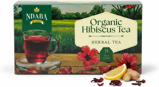 Organic Herbal Tea Bags, 35 count - Mix of Dried Hibiscus, Lemon, Ginger and Cloves herbal Tea Bags - Sugar Free - Caffeine Free - USDA Certified Organic Herbal Tea Mix