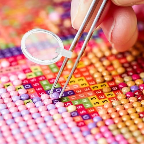 10pcs Portable Magnifying Lens with Pen Holder for Diamond Arts Rhinestone Sticky Magnifier for Drawing Folding Design for Convenient Observation Multi-Purpose Tool for All Ages