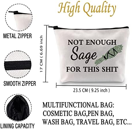 JXGZSO Funny Sage Bag Witchy Gift Not Enough Sage For This Shit Makeup Bag Sage Lover Gift (Not Enough Sage bag)