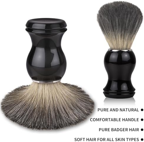 Shaving Brush Set 2 in 1, Shaving Brushes for Men with Comfortable Handle, Soft Bristle Shave Brush Shaving Kit Includes Brush Stand, Christmas, Birthday Gift for Bearded Man