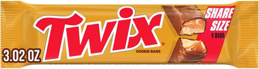 Twix Milk Chocolate Caramel Cookie Candy Bars, Share Size, 3.02 Oz