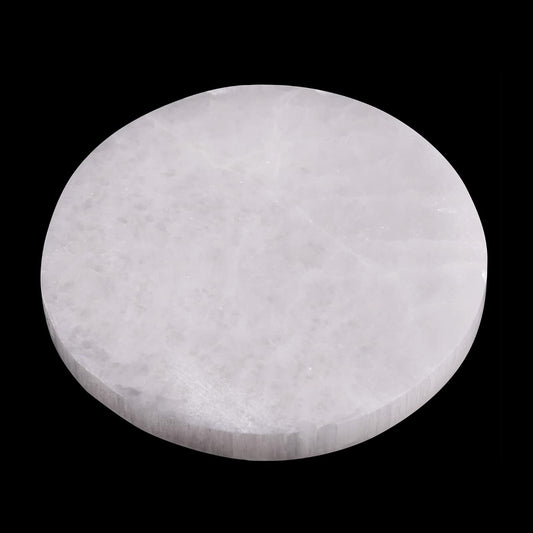 Selenite Charging Plate – 4" Round Selenite Crystal – Mined & Crafted in Morocco – Ideal for Cleansing Crystals & Healing Stones, Meditation, Reiki – Protection Crystals – Spiritual Gifts & Decor