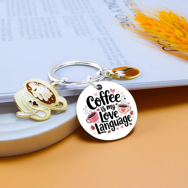 Coffee Keychain Coffee Lover Gifts for Women Men Accessories Coffees Gifts for Lovers Women Barista Gift Funny Coworker Gift Cute Accessories Halloween Christmas Keychain Ideas