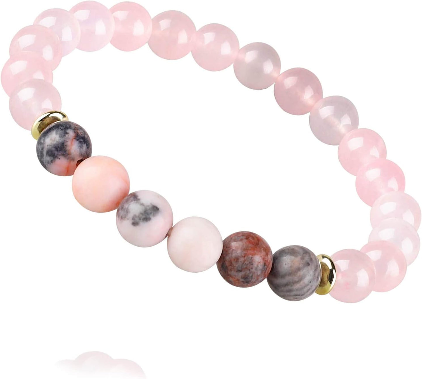 HOZEAL Handmade Rose Quartz Bracelet, Pink Crystal Stone Love Friendship Chakra Bracelet, Prosperity Business Money Energy Wealth Good Luck Feng Shui Beaded Bracelet for Men Women