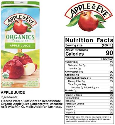 Apple & Eve Organics, Apple Juice, 6.75 Fluid-oz, 8 Count