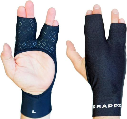 Grappz Finger Support Athletic Compression Gloves – Athletic Buddy Tape & Trigger Finger Splint Alternative – Finger Sleeve & Brace, Arthritis Pain Relief & Joint Stabilizer for All Sports, Unisex L