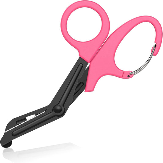 Bandage Shears Scissors EMT and Trauma Shears, Bent Stealth Black Coated for Nurses, Students, Emergency Room (15cm, Pink)