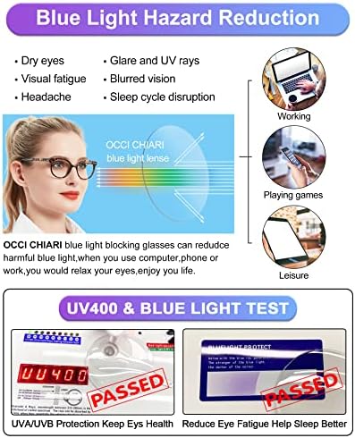 OCCI CHIARI Lightweight Reading glasses Blue Light Blocking Readers 1.0 1.25 1.5 1.75 2.0 2.25 2.5 2.75 3.0 3.5 4.0 5.0 6.0